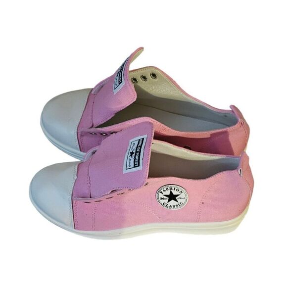 NWOT FASHION-KING OF FOREST-PINK CANVAS LACEUP-PLATFORM SNEAKERS SZ9.5 - Picture 4 of 10